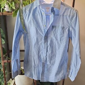 Boys L Cat & Jack Blue Checkered Button Down Shirt